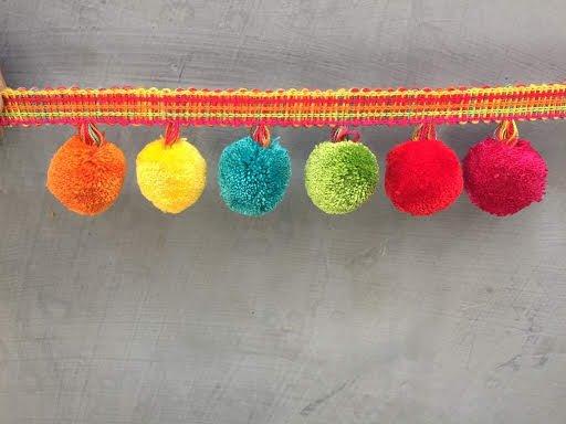 Multi color Pom Pom lace